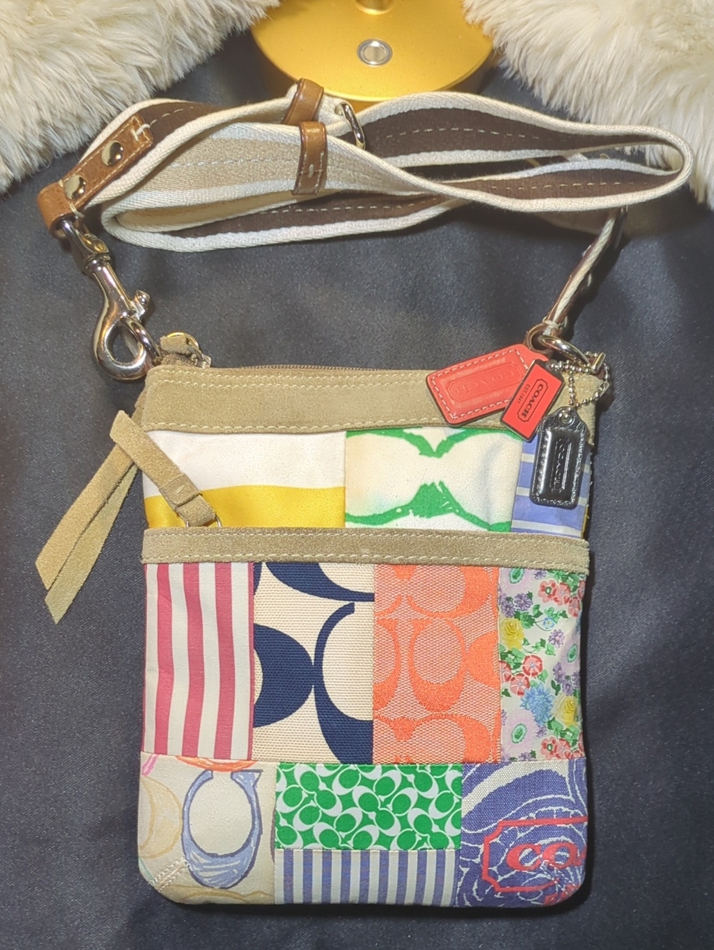 Vintage Coach Hamptons Patchwork Crossbody Bag - Swingpack W/3 HangtagsONLY $90